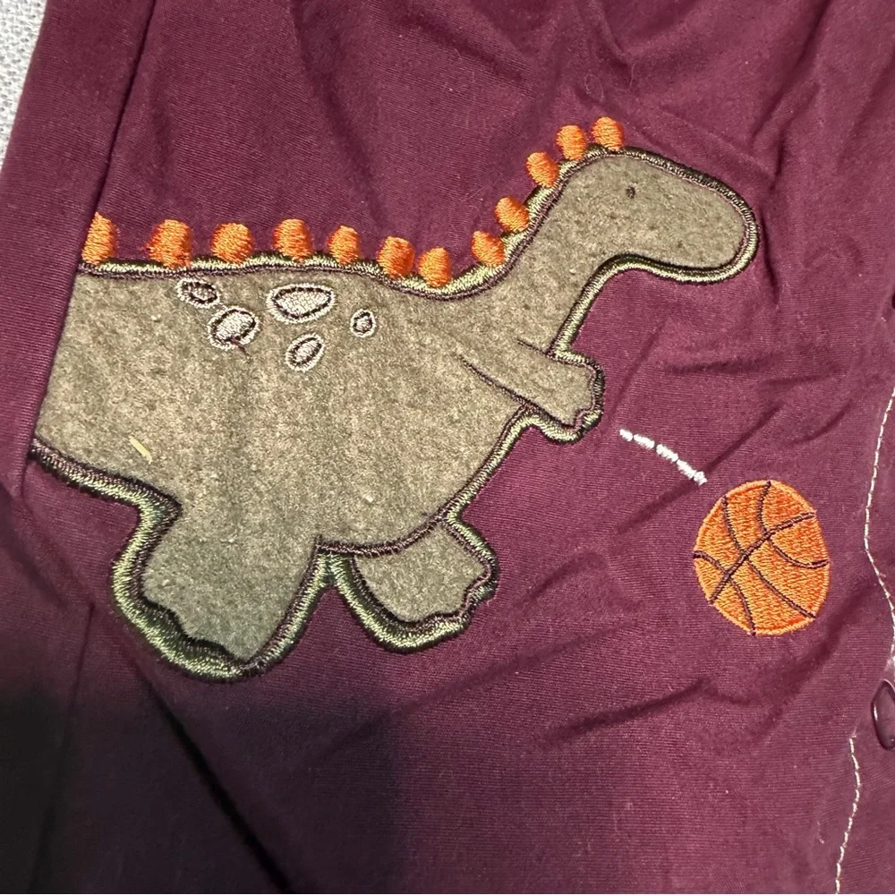 Carter's Y2K Dinosaur Basketball Overalls 12-18 Months Maroon - Picture 4 of 10